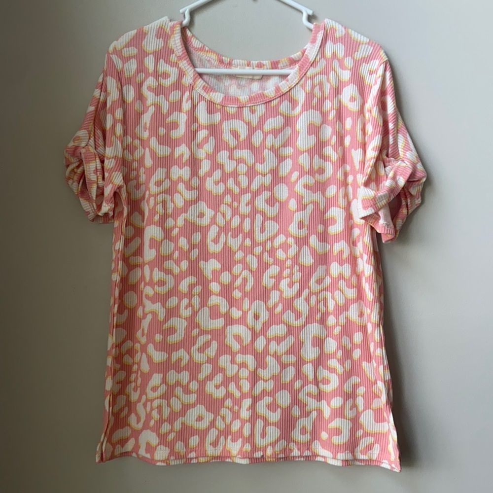 Adora Pink Cheetah Print Loose Fitting T-Shirt